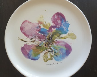 Porcelain plate lithograph Zao Wou-ki '86 Atelier de Segris collectible