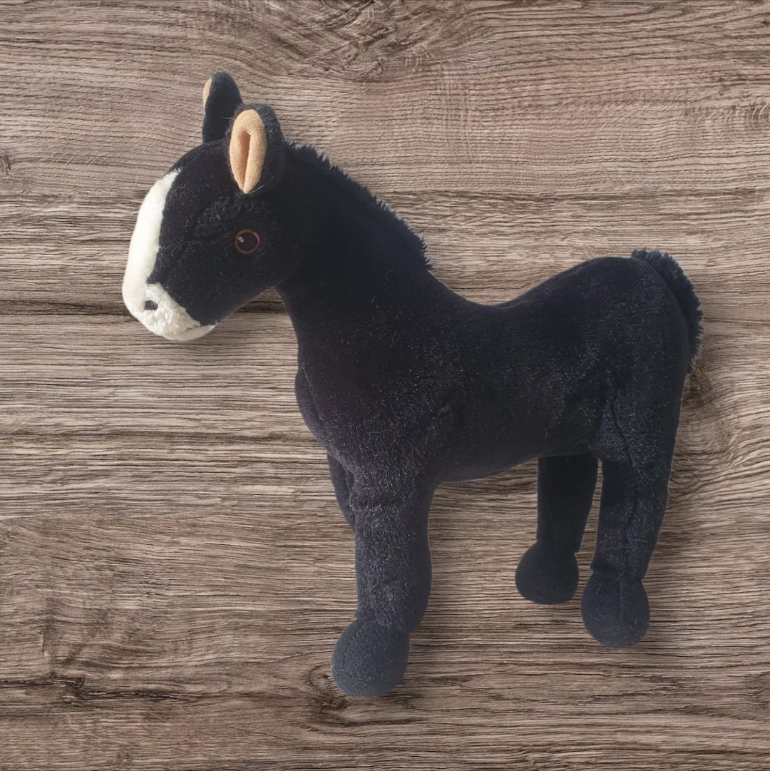 Vintage Discontinued Ikea Klappa Plush Horse Black and White Soft
