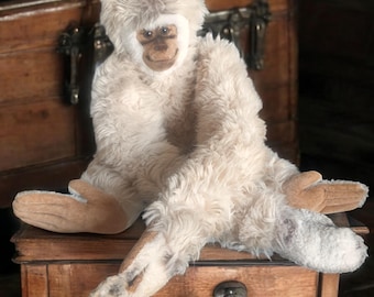 Lindo mono gibón vintage de peluche coleccionable de 45 cm sin etiquetas