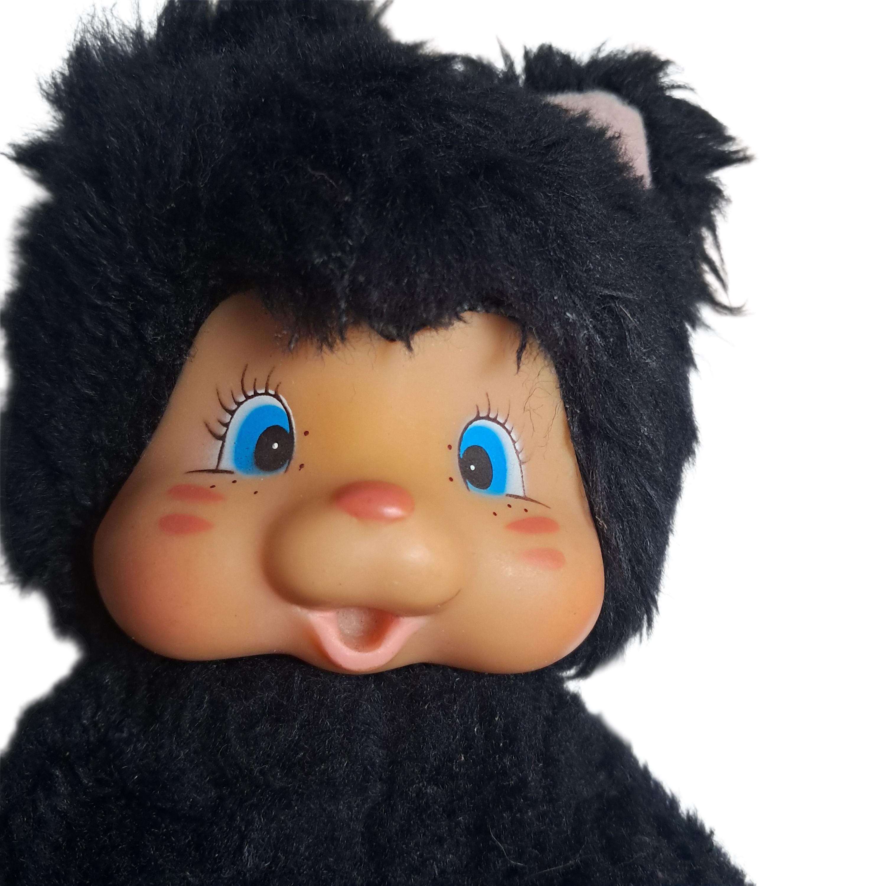Vintage Sekiguchi Nyamy Kitten Black Plush Monchhichi Retro