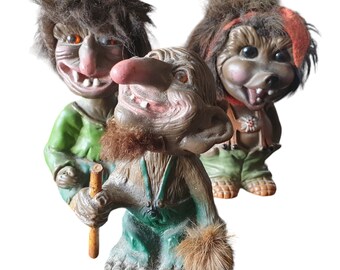 Vintage Heico / Heinze & Co bobblehead trolls set with 3 trolls