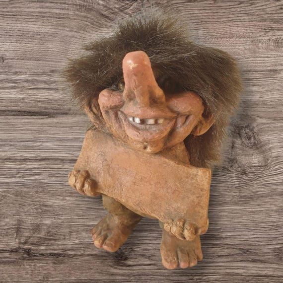 Vintage Norwegian Troll #186 Smiling Troll Holding a Polarsirkelen