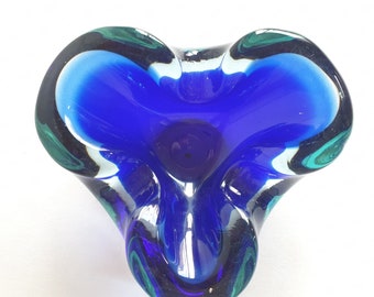 Murano glass ashtray blue vintage Italian design glass