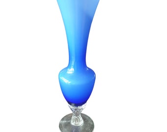 Vintage blue glass vase Empoli? small size very elegant