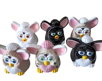 Tiny vintage Furby figurines collectible retro 1999 Tiger figures 6 different styles choose your favorite one(s) height 3.5 cm