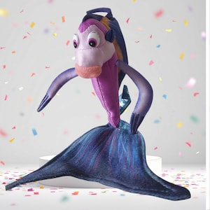Vintage Shark Tale Angie fish soft toy Play by Play 2004 plush cartoon character Dreamworks movie character  27 cm / 11,2 inch