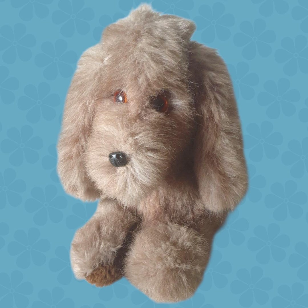 Adorable Plush Dog Vintage 1970s 1980s Light Brown Soft Toy