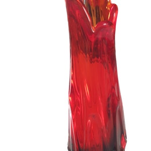 Vintage Glasschaukelvase oder Fingervase in toller rot-orange und grüner Farbe Bild 3