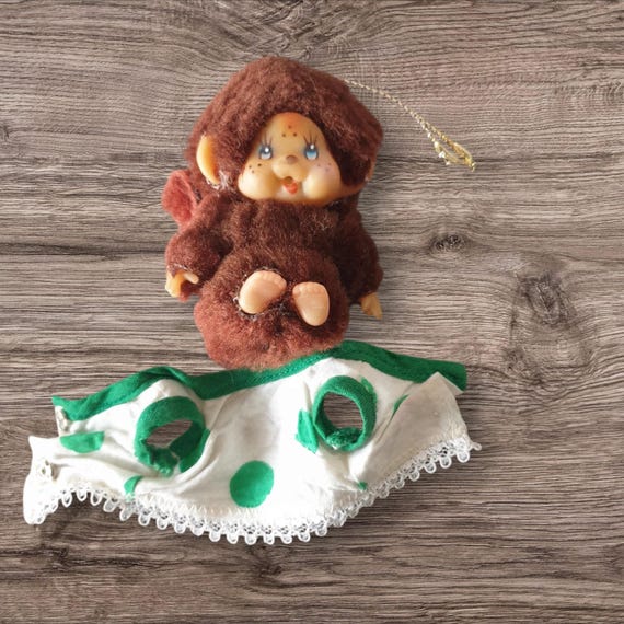 Cute Vintage Monchhichi Miniature Monkey Ornament 1980s Retro