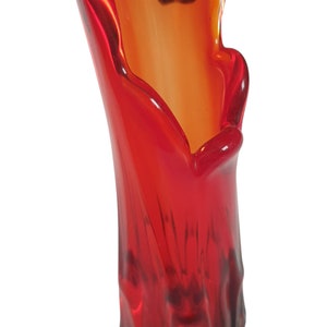 Vintage Glasschaukelvase oder Fingervase in toller rot-orange und grüner Farbe Bild 1