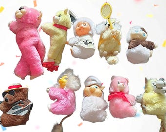 ロット（C）10個のビンテージクリップオンアニマル、ピンクパンサー、ケアベア、コカコーラ、プレイボーイ、テニス、レトロコレクタブル、1980年代の鉛筆グラバー/ハガー、お好みのものをお選びください