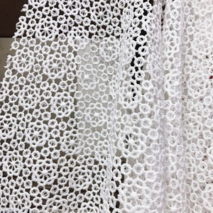White Small floral guipure dress lace fabric,white cord wedding dress lace