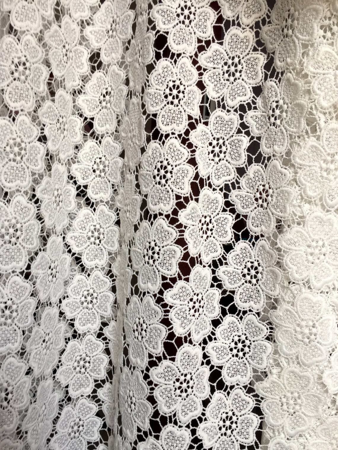 Pure White Guipure Lace Fabric Embroidered Lace Wedding | Etsy