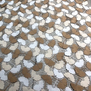 high end Ginkgo leaves guipure lace fabric,haute couture fashion apparel lace ,venise lace fabric