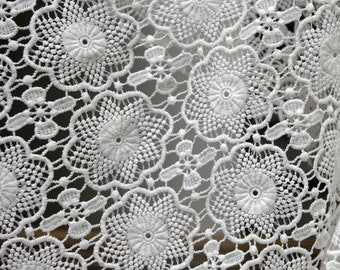 Rich White Guipure Lace Fabric by the Yard | Etsy
