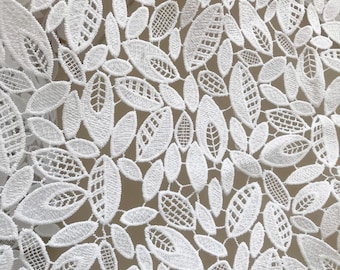 Rich White Guipure lace fabric by the yard