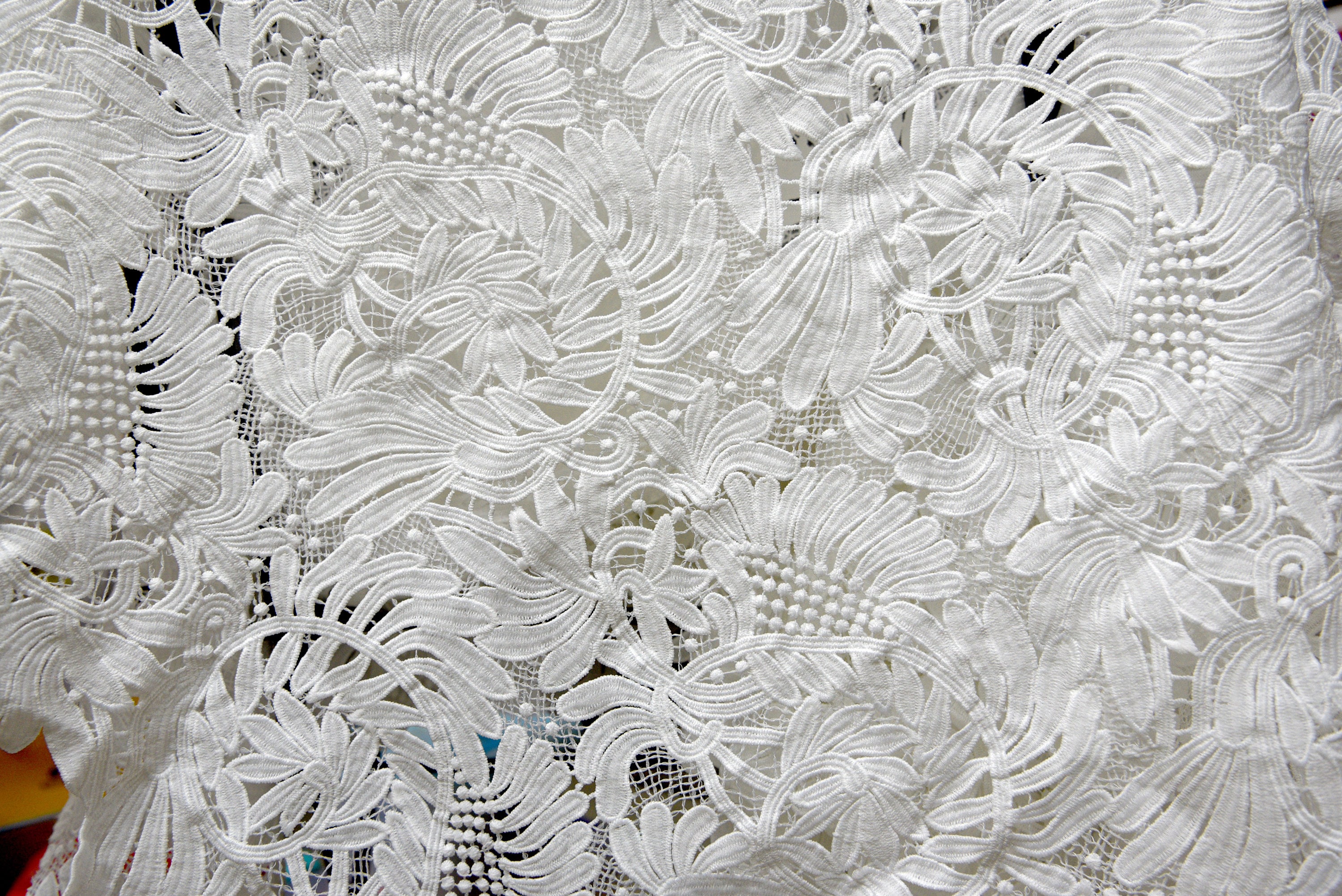 OffWhite Guipure Lace Fabric, Embroidery Wedding Gown Offwhite Bridal Dress Lace Fabric