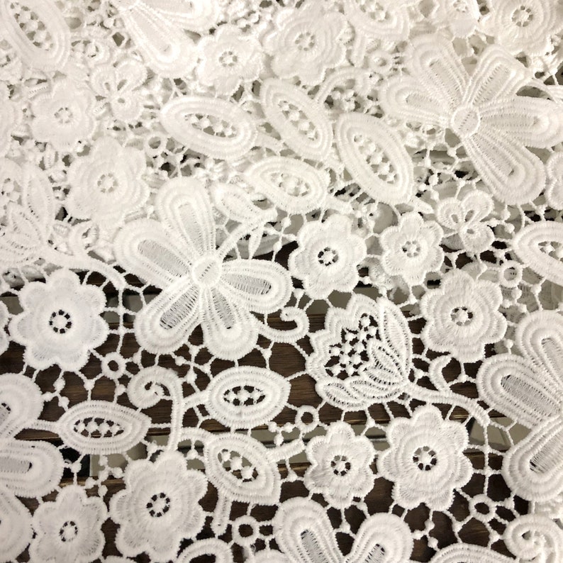 Pure White Flower Lace Fabricmilk Cotton White Laceflower Etsy