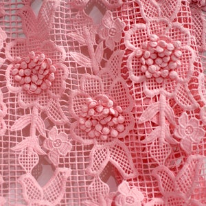 Korean style Baby Pink Guipure lace Fabric  Elegant Pink Cord Wedding Dress lace fabrics