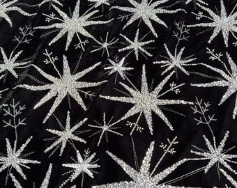 Beaded Sequins Black Velvet Lace Fabric: Couture Dress Material