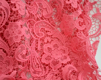 Fuchsia Guipure Lace Fabric: Embroidered Bridal Wedding Lace