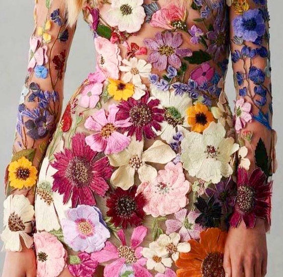 Luxury 3D Floral Multicolor Embroidery Flower Haute Couture 3D