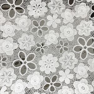 White Five petal flower lace fabric,Milk Cotton white lace,Flower White cord lace,white Embroidered Wedding Dress Lace