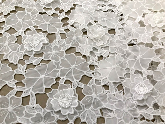 3d Floral Haute Crêpe De Chine Chiffon Embroidery Couture Fabric