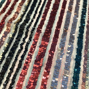 Multi-Color Sequins Embroidered Tulle Lace Fabric