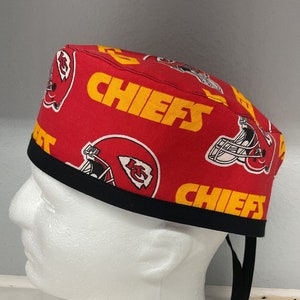 KANSAS CITY CHIEFS theme/print Surgeon Cap/Surgical Hat/Scrub Hat, Medium, Handmade