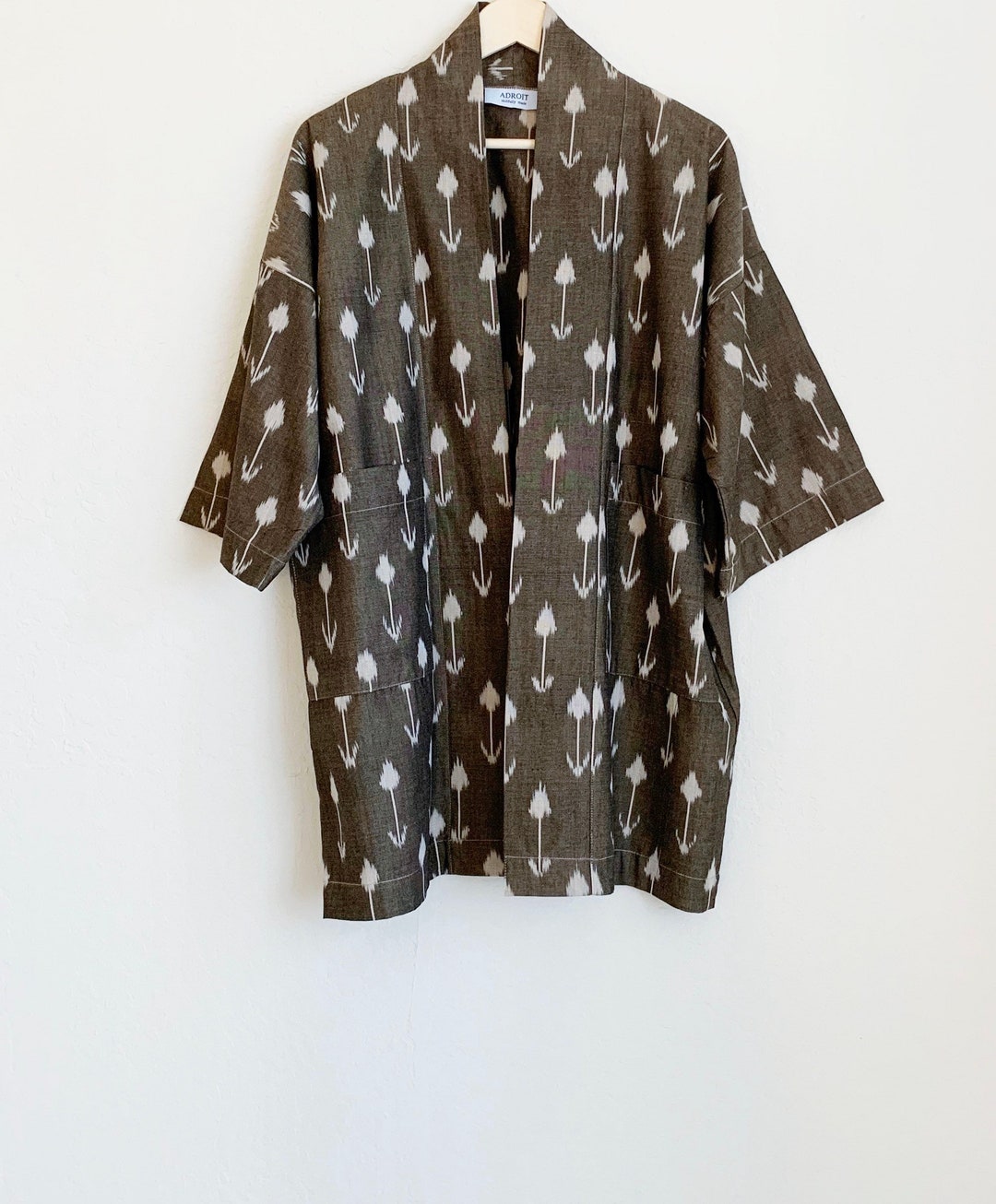 Cotton Ikat Kimono Style Green Caftan main image 1