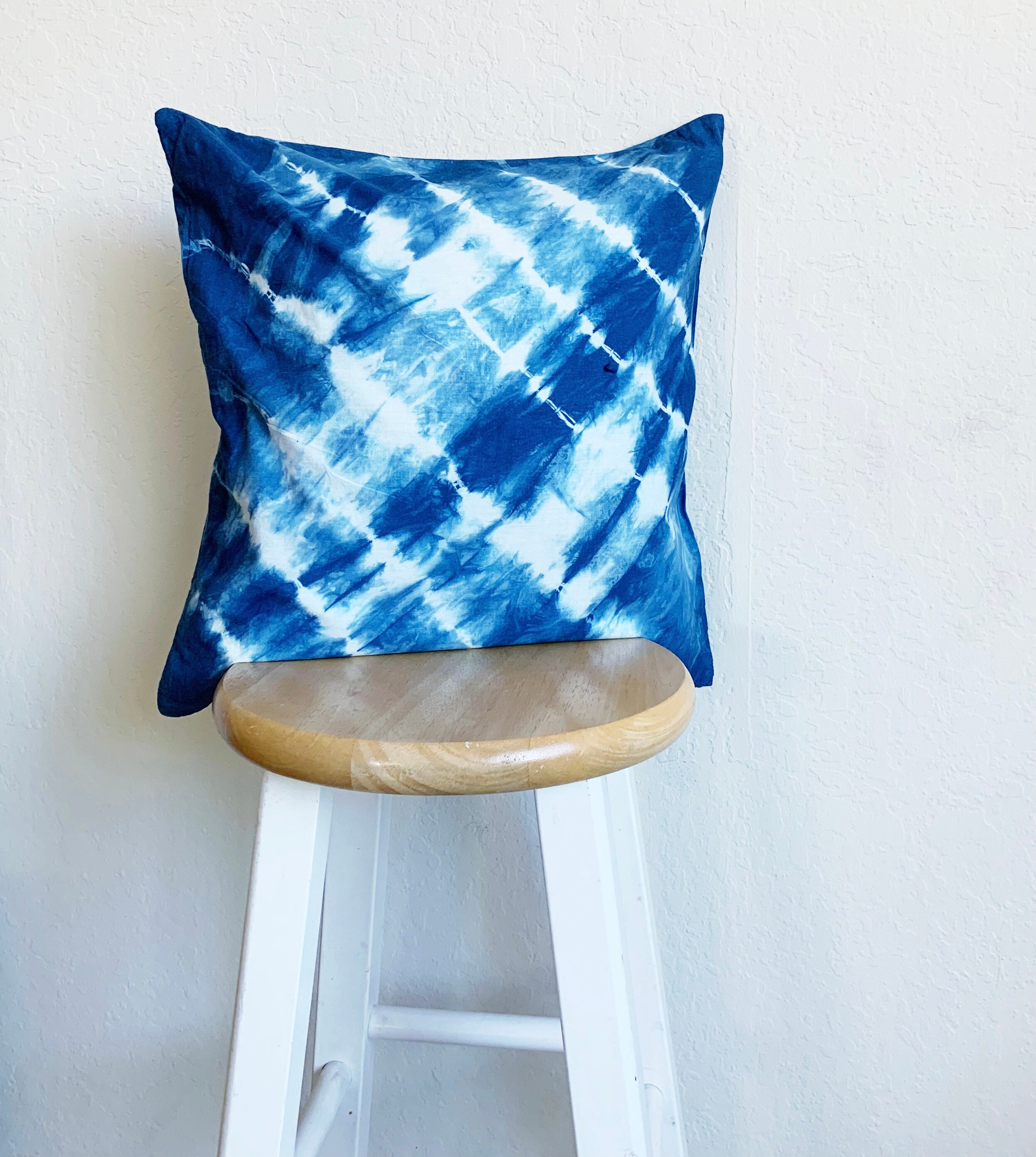 S4Sassy Home Decorative Blue Pillow Cover Shibori Print Square Pillow-lbN 