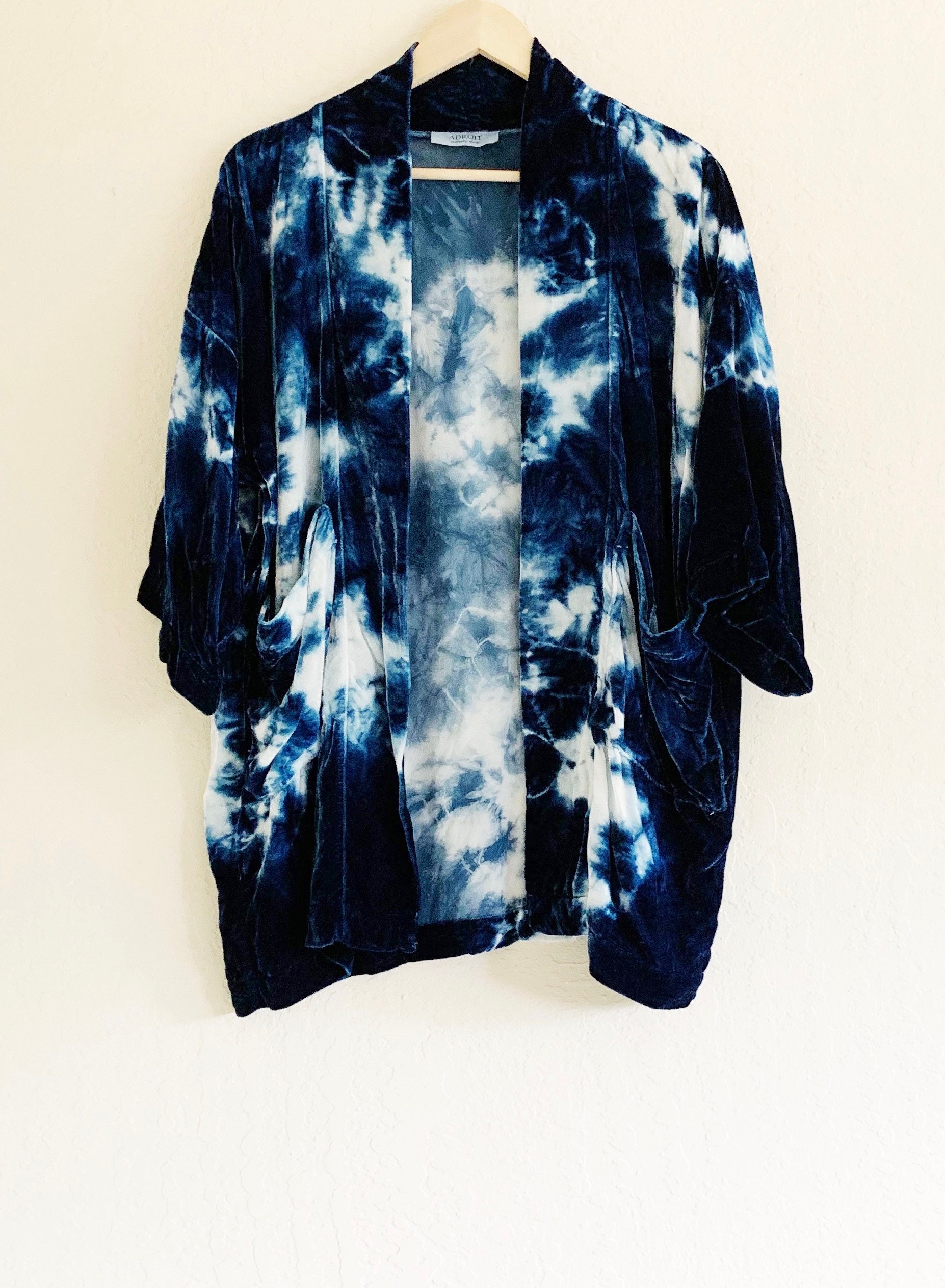 Indigo Silk Velvet Kimono Indigo Blue Kimono Cardigan - Etsy