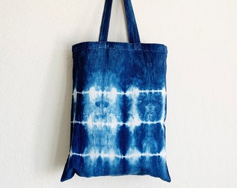 indigo dyed bag- Indigo Tote bag -Shibori Bag -Tie dye shoulder bag-canvas tote bag- indigo canvas bag - Market bag - beach bag - canvas bag