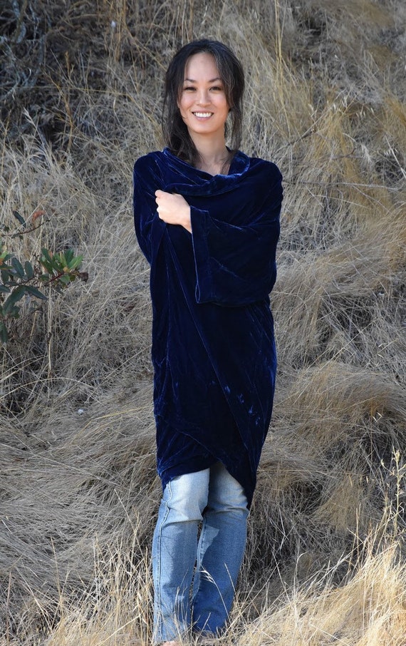 Kimono azul terciopelo