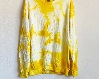 Turmeric dyed sweatshirt, hand dyed unisex sweatshirt, naturally dyed yellow sweatshirt, tie dyed winter clothing for men and women