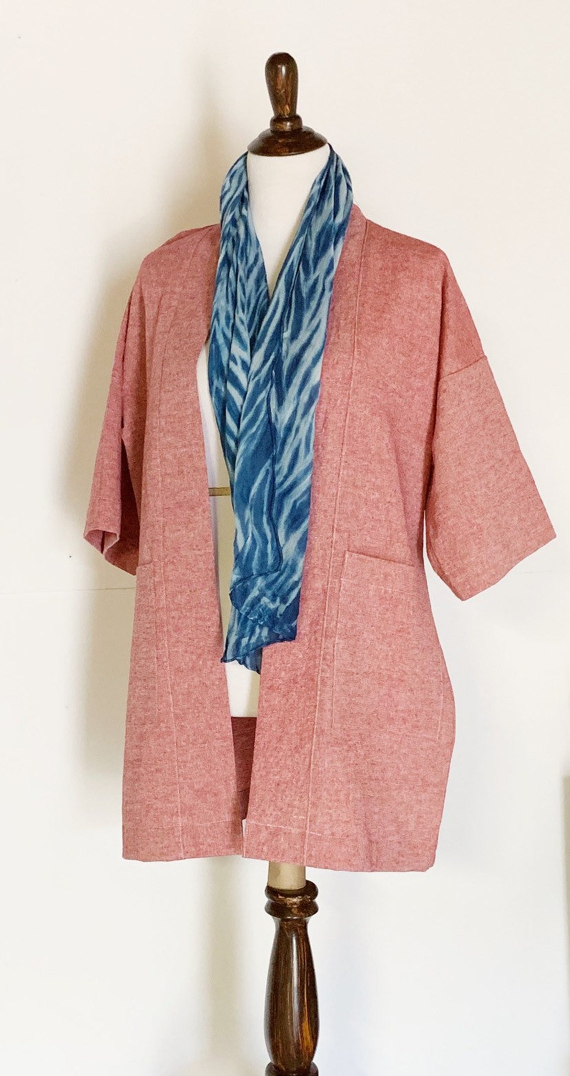 Linen Kimono Jacket Linen Rayon Long Duster Pink Linen Etsy