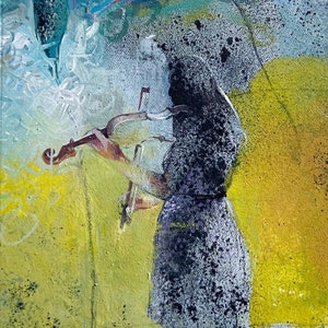 turmericcolor Card, Greeting card, The violinist, violin & music, Girl playing the violin, Harmony,  5x7 blank card with envelop