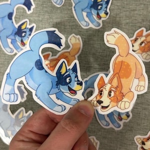 Bingo and Bluey Water Resistant Vinyl Stickers