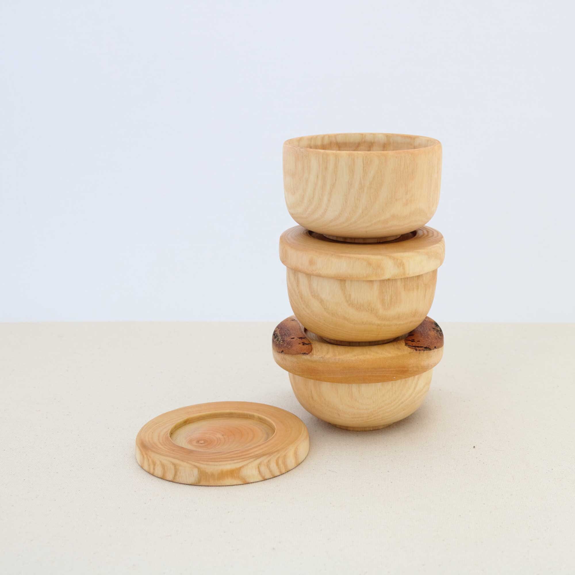 Small Wooden Bowl and Plate Set Ash Wood Bowl With Plate/lid Etsy UK