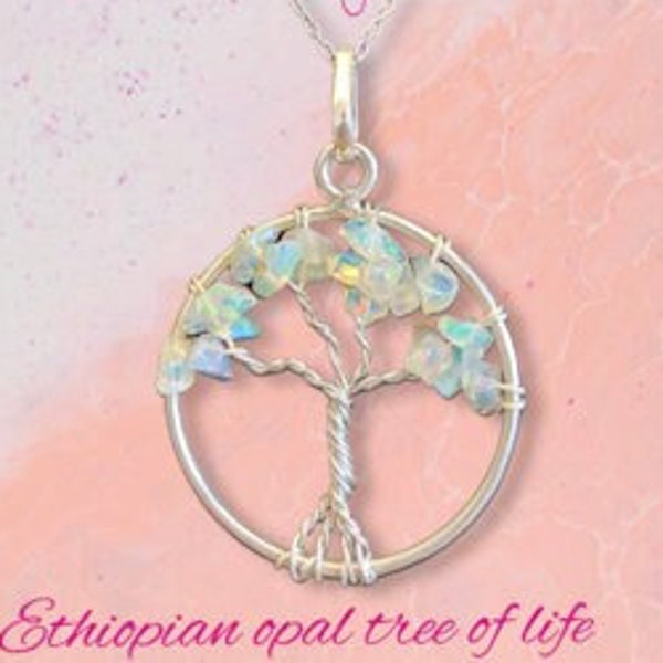 Ethiopian Opal Tree of Life or Pink Tourmaline Tree of Life