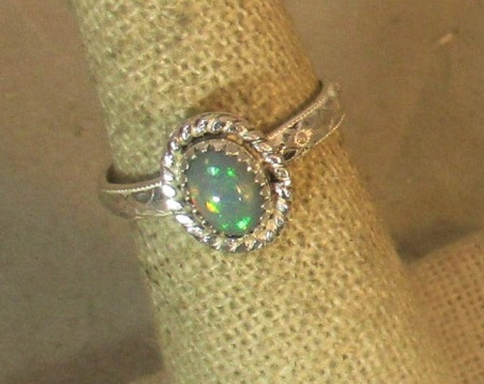 genuine Ethiopian opal handmade sterling silver statement ring size 6