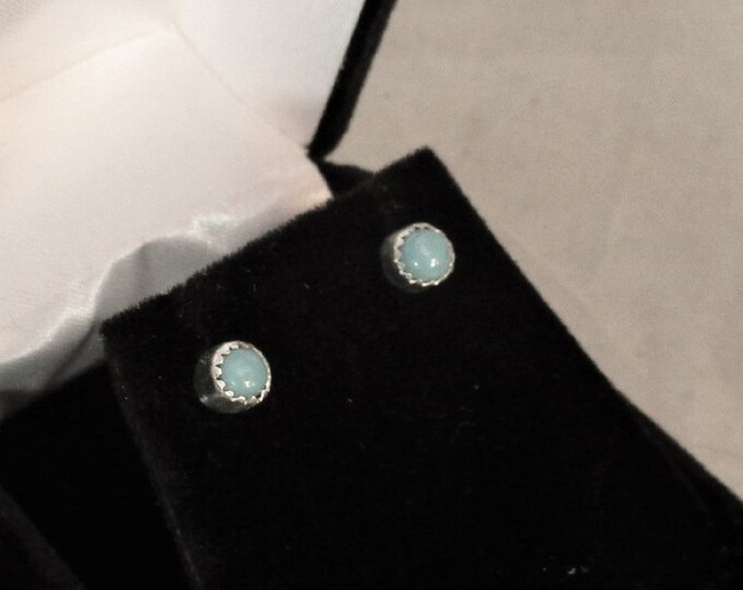 Genuine Arizona turquoise handmade sterling silver stud earrings