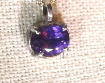 natural amethyst gemstone handmade sterling silver pendant necklace