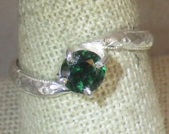 natural green topaz gemstone handmade sterling silver solitaire ring size 9