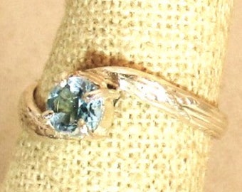 natural blue topaz gemstone handmade sterling silver solitair ring size 7