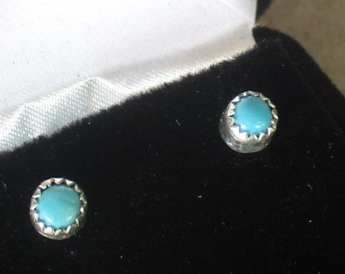 Natural Arizona turquoise handmade sterling silver stud earrings