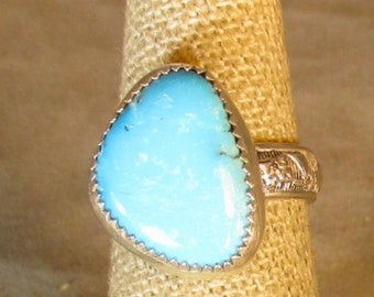 old stock IPHB Kingman turquoise handmade sterling silver statement ring size 6