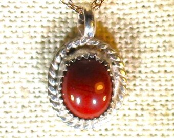 genuine Italian red coral handmade sterling silver pendant necklace