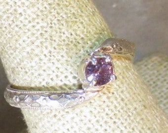 natural pink spinel gemstone handmade sterling silver solitaire ring size 9